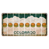 Colorado White|Green Mountains Cut License Plate Strips (Set of 8) Hamburger