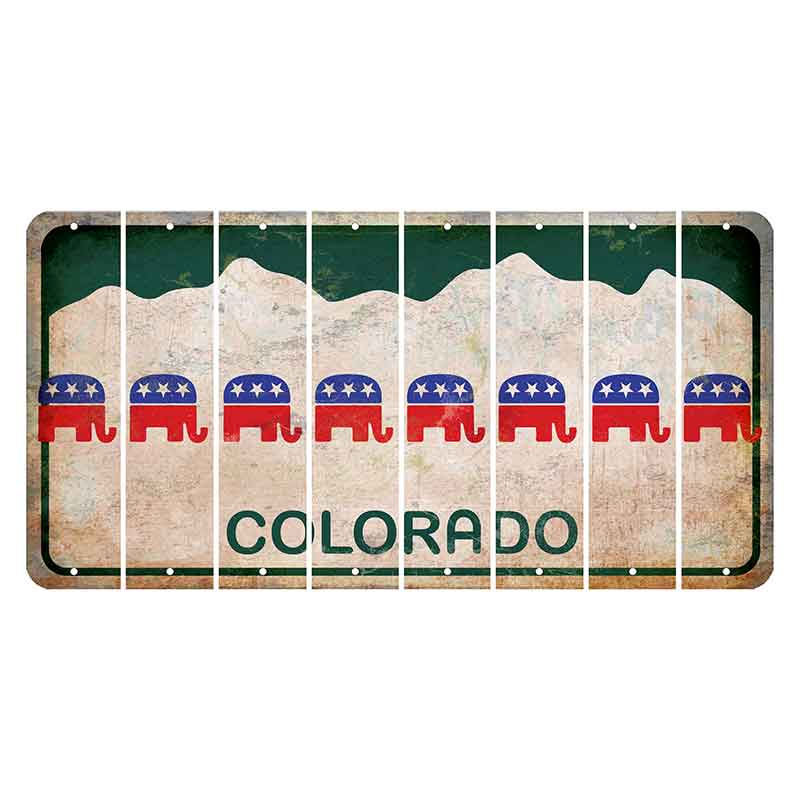 Colorado White|Green Mountains Cut License Plate Strips (Set of 8) Reindeer