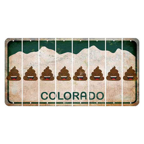 Colorado White|Green Mountains Cut License Plate Strips (Set of 8) Emoji - Poop