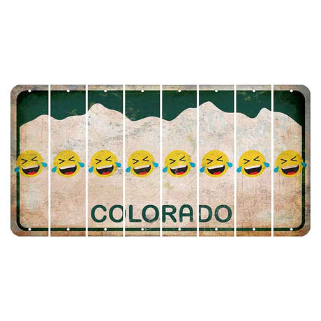 Colorado White|Green Mountains Cut License Plate Strips (Set of 8) Emoji - Laughing