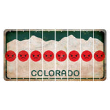 Colorado White|Green Mountains Cut License Plate Strips (Set of 8) Emoji - Angry