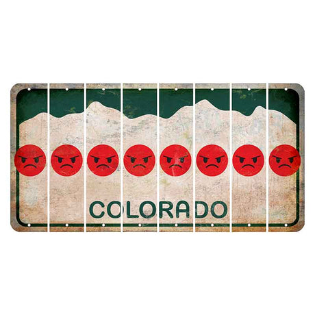 Colorado White|Green Mountains Cut License Plate Strips (Set of 8) Emoji - Angry