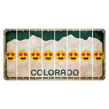 Colorado White|Green Mountains Cut License Plate Strips (Set of 8) Emoji - Heart Eyes