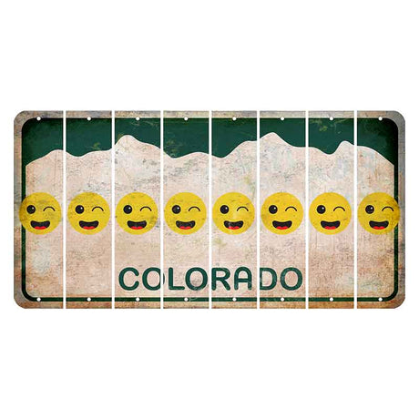 Colorado White|Green Mountains Cut License Plate Strips (Set of 8) Emoji - Winking