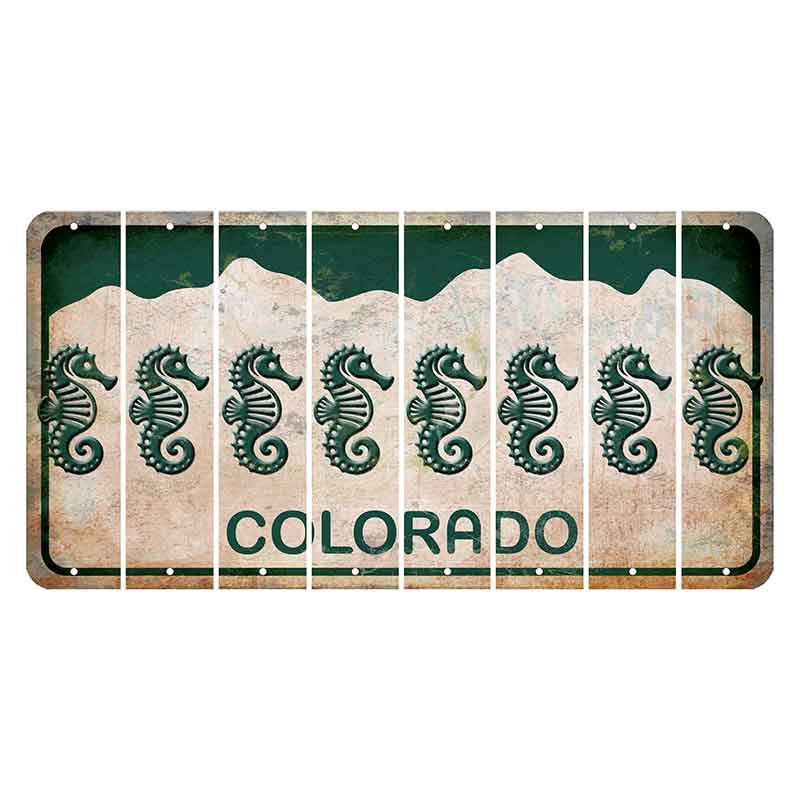 Colorado White|Green Mountains Cut License Plate Strips (Set of 8) Scorpion