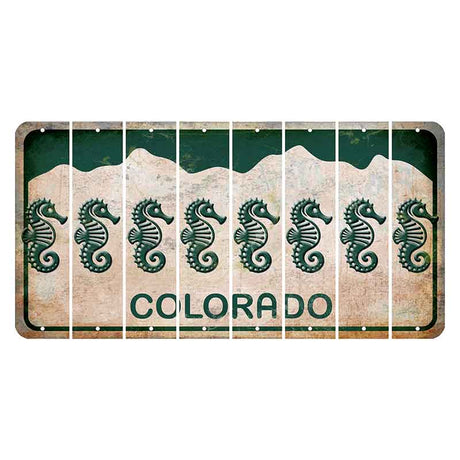 Colorado White|Green Mountains Cut License Plate Strips (Set of 8) Scorpion