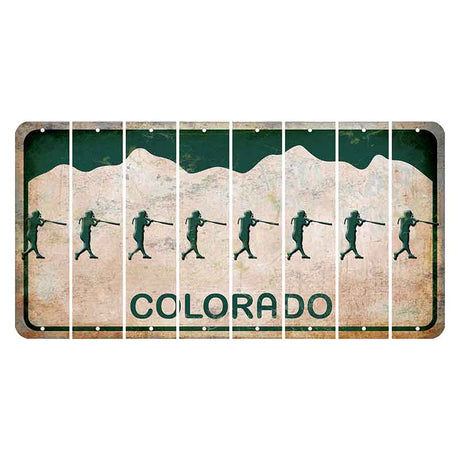 Colorado White|Green Mountains Cut License Plate Strips (Set of 8) Softball