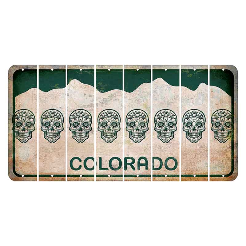 Colorado White|Green Mountains Cut License Plate Strips (Set of 8) Surfboard