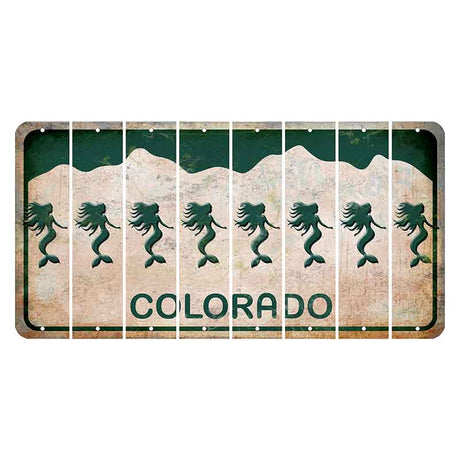Colorado White|Green Mountains Cut License Plate Strips (Set of 8) Mermaid