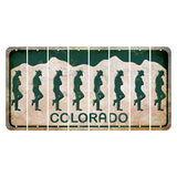 Colorado White|Green Mountains Cut License Plate Strips (Set of 8) Cowboy - Leaning