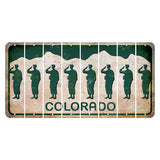 Colorado White|Green Mountains Cut License Plate Strips (Set of 8) Soldier - Running