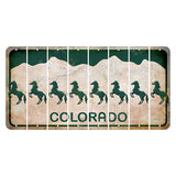 Colorado White|Green Mountains Cut License Plate Strips (Set of 8) Horse