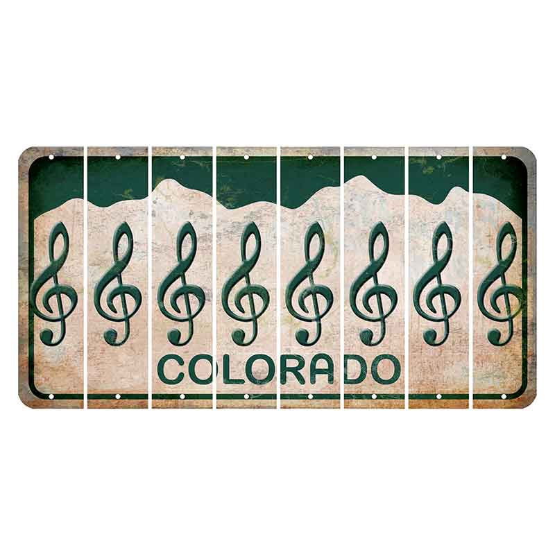 Colorado White|Green Mountains Cut License Plate Strips (Set of 8) Motorcycle