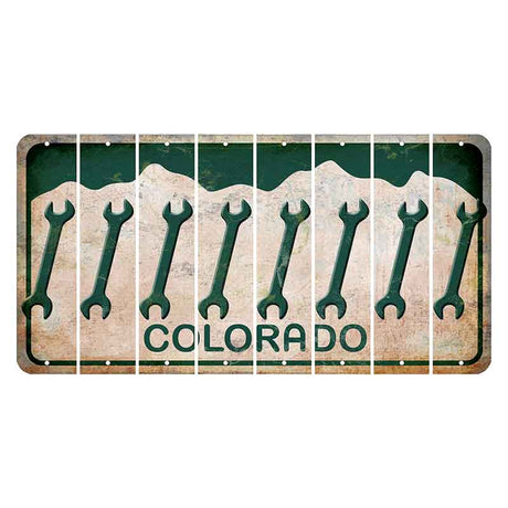 Colorado White|Green Mountains Cut License Plate Strips (Set of 8) Wrecking Ball Crane