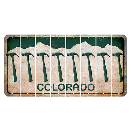 Colorado White|Green Mountains Cut License Plate Strips (Set of 8) Hammer