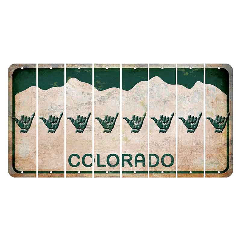 Colorado White|Green Mountains Cut License Plate Strips (Set of 8) Hang Loose