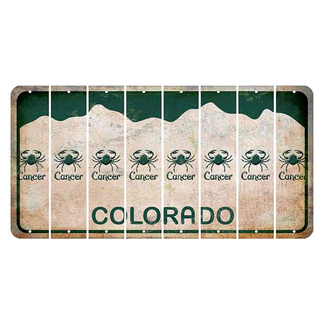 Colorado White|Green Mountains Cut License Plate Strips (Set of 8) Zodiac Sign - Aries