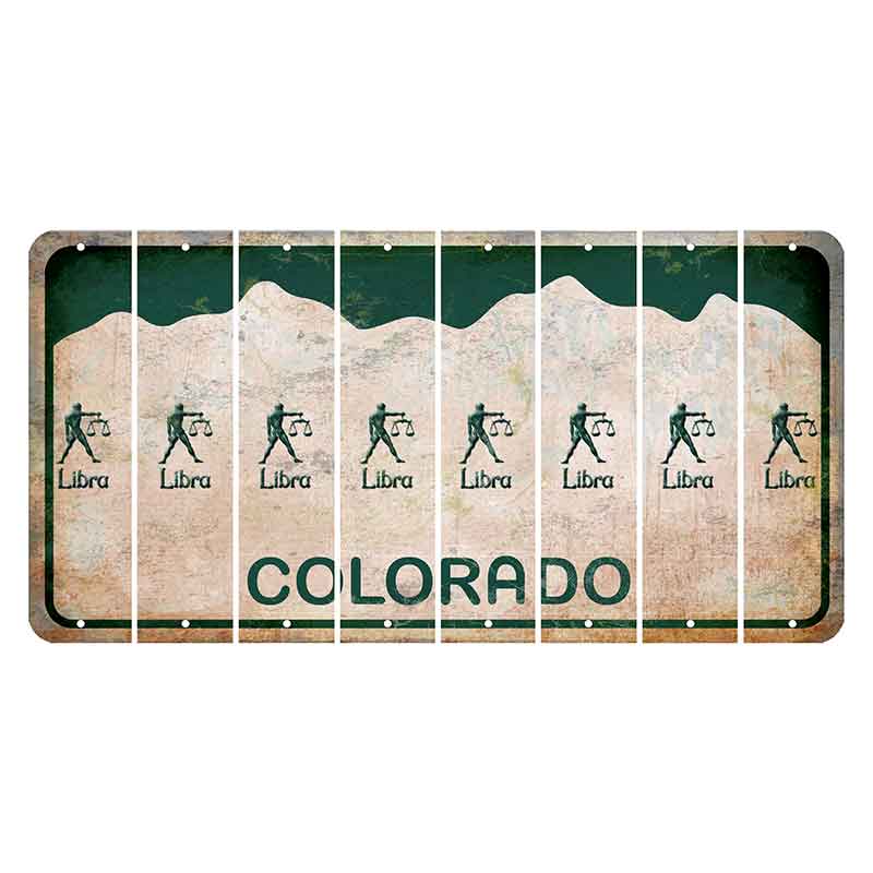 Colorado White|Green Mountains Cut License Plate Strips (Set of 8) Zodiac Sign - Leo
