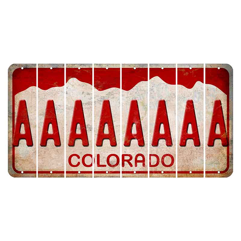Colorado White|Red Mountains Cut License Plate Strips (Set of 8) A