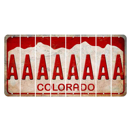 Colorado White|Red Mountains Cut License Plate Strips (Set of 8) A