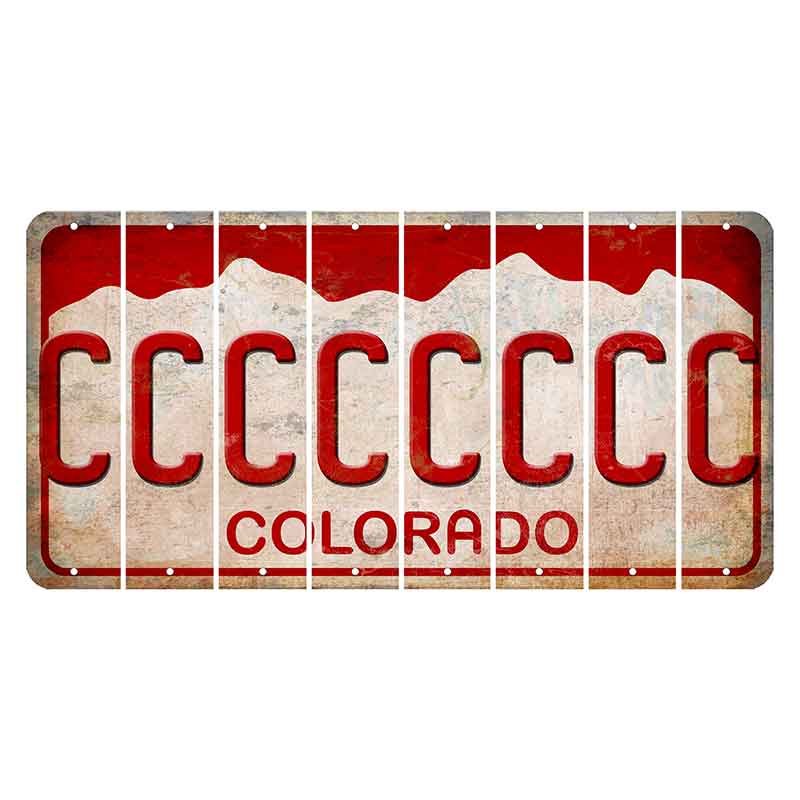 Colorado White|Red Mountains Cut License Plate Strips (Set of 8) C