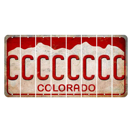 Colorado White|Red Mountains Cut License Plate Strips (Set of 8) C