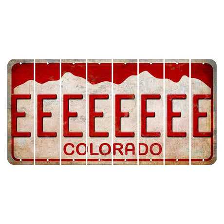 Colorado White|Red Mountains Cut License Plate Strips (Set of 8) E