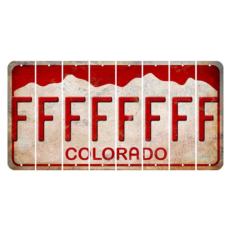 Colorado White|Red Mountains Cut License Plate Strips (Set of 8) F