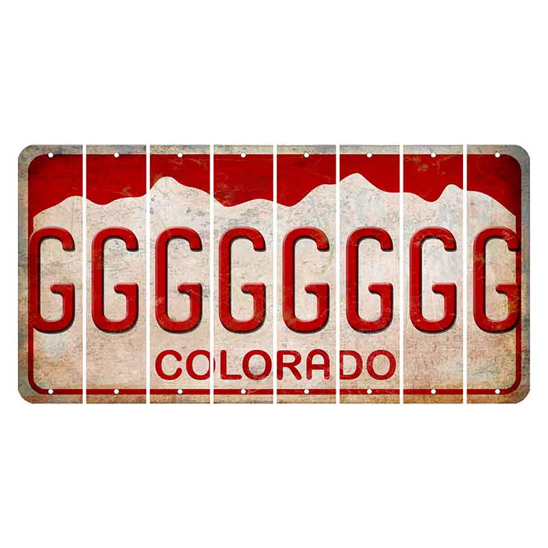 Colorado White|Red Mountains Cut License Plate Strips (Set of 8) G
