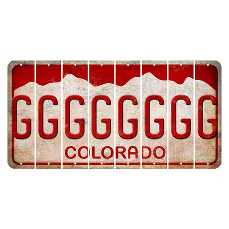 Colorado White|Red Mountains Cut License Plate Strips (Set of 8) G