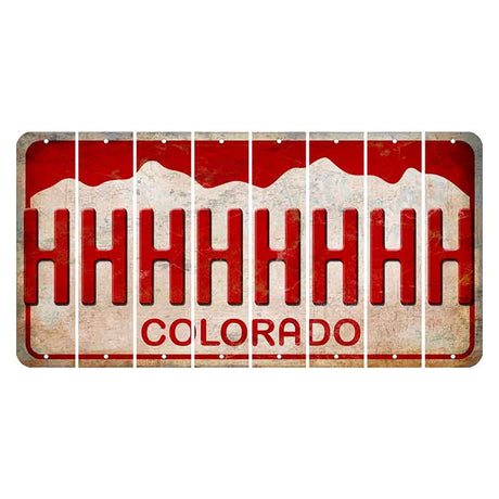 Colorado White|Red Mountains Cut License Plate Strips (Set of 8) H