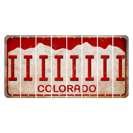 Colorado White|Red Mountains Cut License Plate Strips (Set of 8) I