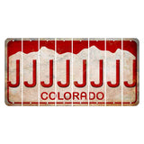 Colorado White|Red Mountains Cut License Plate Strips (Set of 8) J