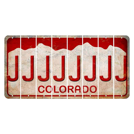 Colorado White|Red Mountains Cut License Plate Strips (Set of 8) J