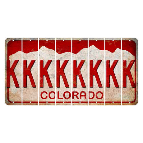 Colorado White|Red Mountains Cut License Plate Strips (Set of 8) K