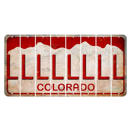 Colorado White|Red Mountains Cut License Plate Strips (Set of 8) L