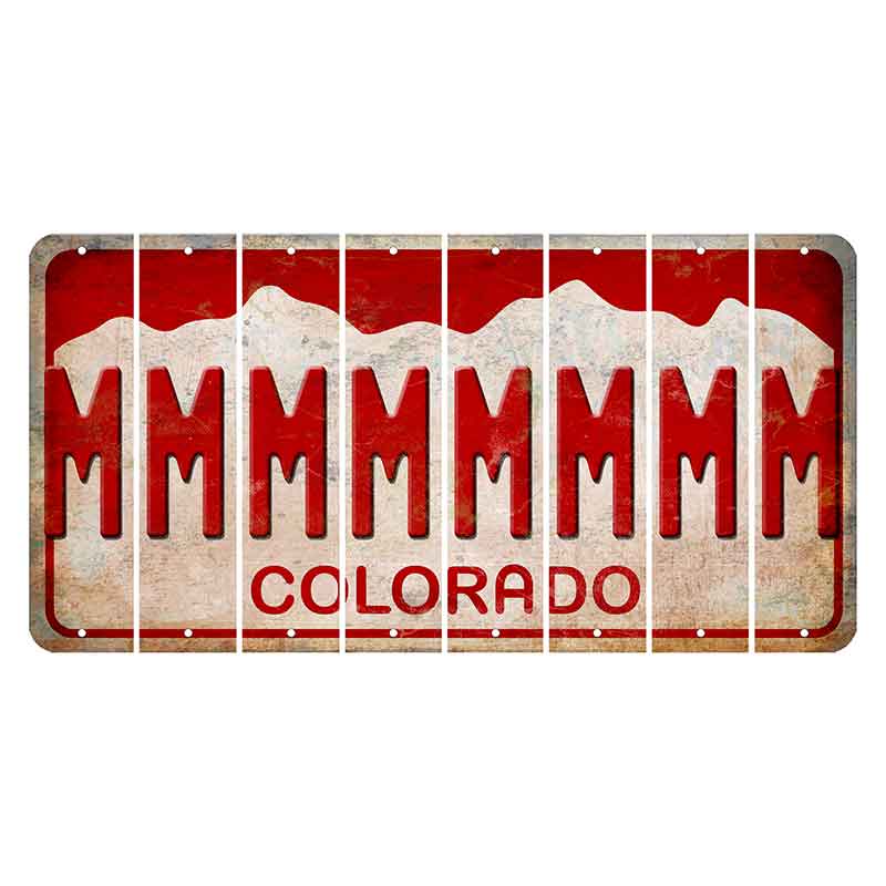 Colorado White|Red Mountains Cut License Plate Strips (Set of 8) M