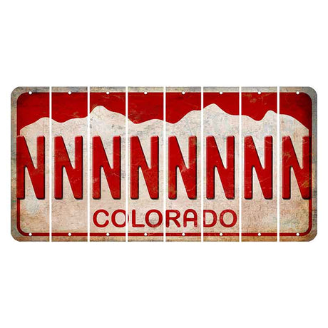 Colorado White|Red Mountains Cut License Plate Strips (Set of 8) N