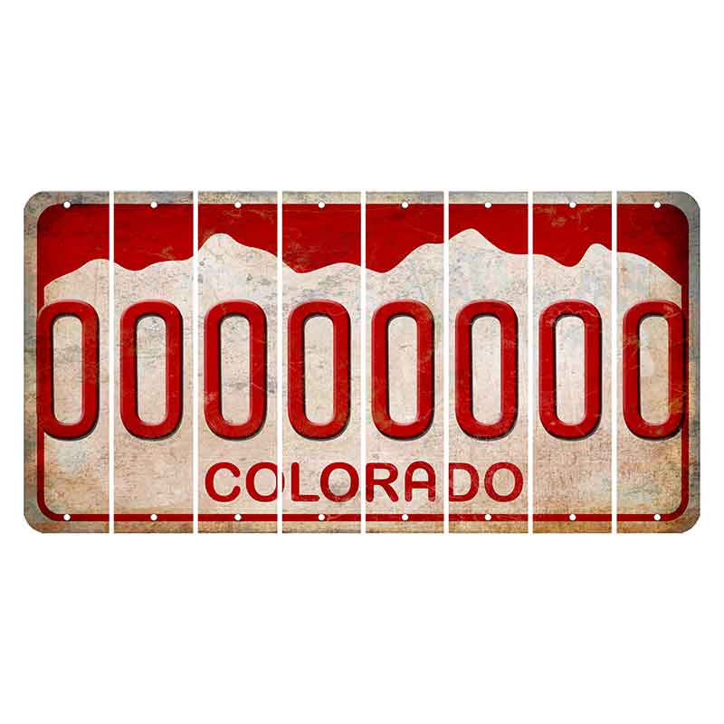 Colorado White|Red Mountains Cut License Plate Strips (Set of 8) O