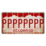 Colorado White|Red Mountains Cut License Plate Strips (Set of 8) P
