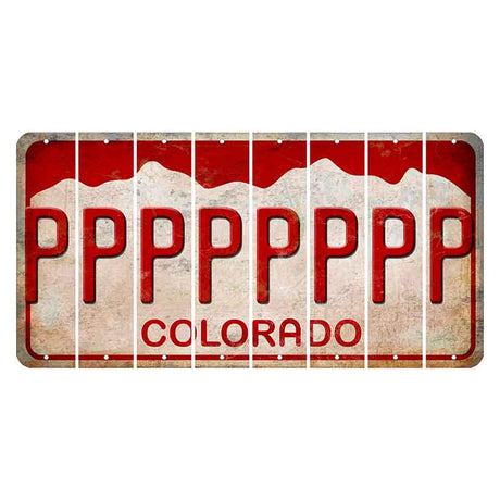 Colorado White|Red Mountains Cut License Plate Strips (Set of 8) P