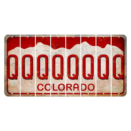 Colorado White|Red Mountains Cut License Plate Strips (Set of 8) Q
