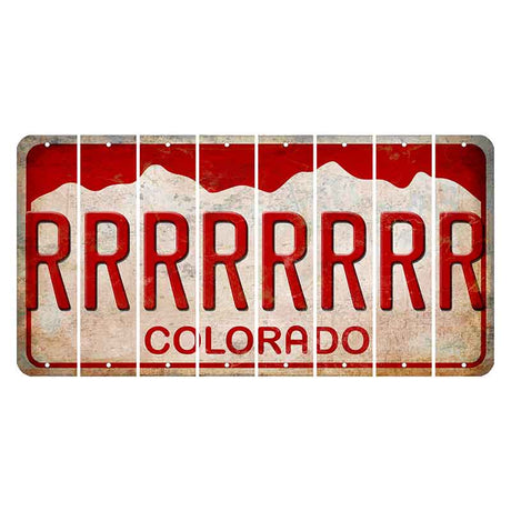 Colorado White|Red Mountains Cut License Plate Strips (Set of 8) R