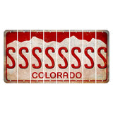 Colorado White|Red Mountains Cut License Plate Strips (Set of 8) S
