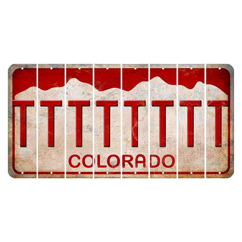 Colorado White|Red Mountains Cut License Plate Strips (Set of 8) T