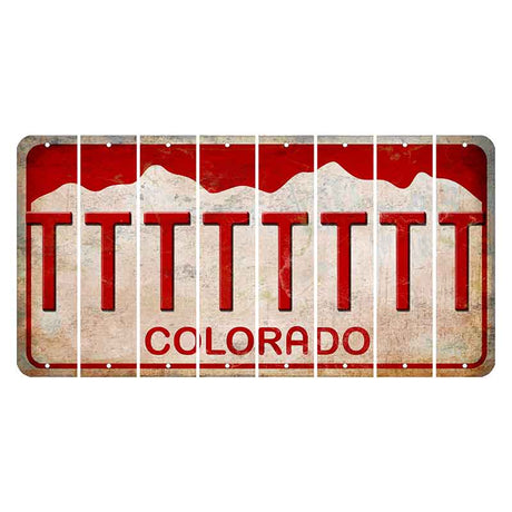 Colorado White|Red Mountains Cut License Plate Strips (Set of 8) T