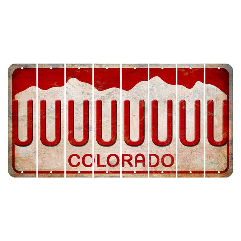 Colorado White|Red Mountains Cut License Plate Strips (Set of 8) U