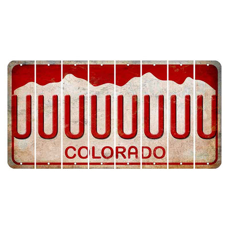 Colorado White|Red Mountains Cut License Plate Strips (Set of 8) U