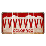 Colorado White|Red Mountains Cut License Plate Strips (Set of 8) V