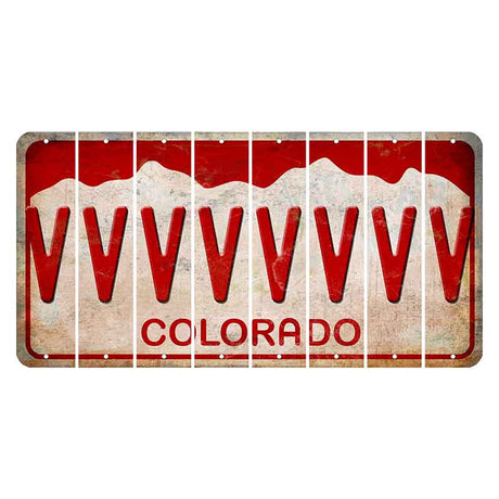 Colorado White|Red Mountains Cut License Plate Strips (Set of 8) V